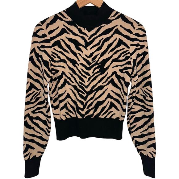 A.L.C. Lola Black & Tan Tiger Print Knit Sweater Size Small - Picture 2 of 16
